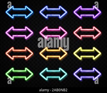 Neon Sign sur fond sombre. Pointeur lumineux. Illustration de Vecteur