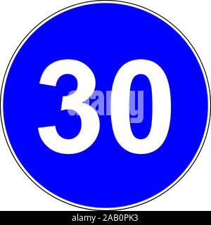 Road sign with a suggéré de vitesse de 30 km/h Banque D'Images