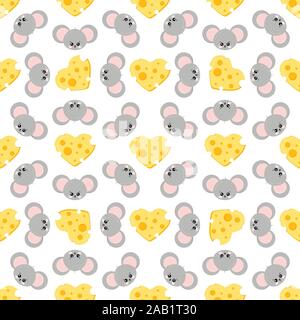 Visages de la souris et le fromage mignon forme de coeur transparent coloré sur fond blanc. Illustration de Vecteur