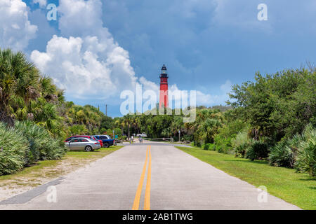 Route de phare de Ponce Inlet, Daytona Beach, Floride. Banque D'Images