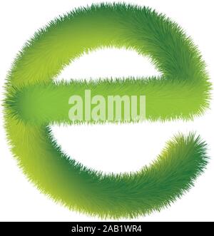 Lettre E. Furry vector font faits de branches de sapin pour la nouvelle année. Illustration de Vecteur