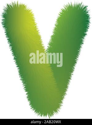 Lettre V. Furry vector font faits de branches de sapin pour la nouvelle année. Illustration de Vecteur