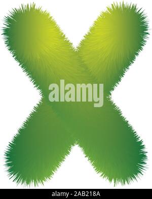 Lettre X. Furry vector font faits de branches de sapin pour la nouvelle année. Illustration de Vecteur
