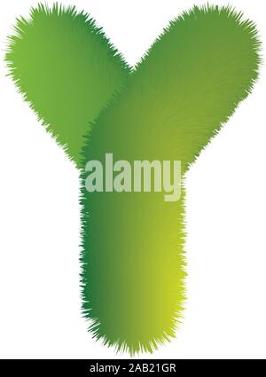Lettre Y. Furry vector font faits de branches de sapin pour la nouvelle année. Illustration de Vecteur