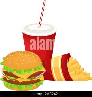 Hamburger Avec Frites Et Soude Vector Illustration Design Image Vectorielle Stock Alamy