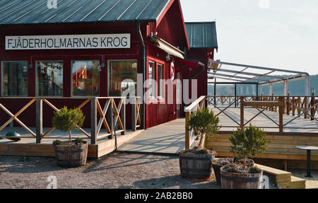 Fjaderholmarnas Krog un restaurant sur l'île d'Fjaderholmarna, archipel de Stockholm, Suède Banque D'Images