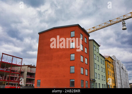 Blocs appartements nouvellement construit le logement dans la banlieue de Stockholm, à Upplands Vasby, Stockholm, Suède Banque D'Images
