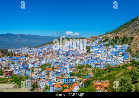 Vue sur la ville de Chefchaouen au Maroc Banque D'Images