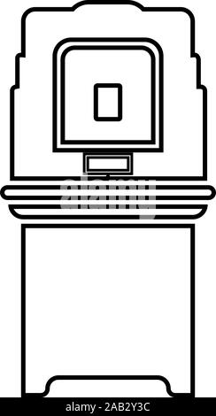 La machine de vote électoral élection électronique équipement VVPAT EVM icône couleur noir contour vector illustration style plat simple image Illustration de Vecteur