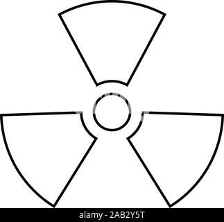 La radioactivité nucléaire icône Symbole signe noir contour vector illustration couleur d'images simple style plat Illustration de Vecteur