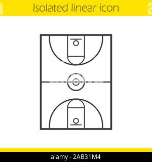 Sur le terrain de basket-ball icône linéaire. Fine ligne illustration. Symbole de contour. Dessin vectoriel aperçu isolés Illustration de Vecteur