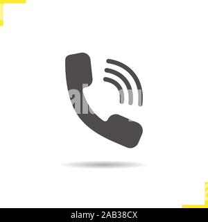 L'icône de sonnerie de téléphone. Ombre portée appelant silhouette symbole. Hotline. L'espace négatif. Vector illustration isolé Illustration de Vecteur
