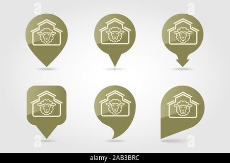 Maison de moutons d'une icône de l'axe. Pointeur de carte des animaux de ferme. Marqueur de carte. Symbole graphique pour votre site web design, logo, app, l'assurance-chômage. Vector illustration Illustration de Vecteur