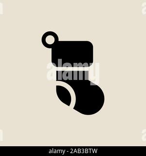 Chaussettes de Noël style plat simple icône symbole de Noël. Illustration de Vecteur