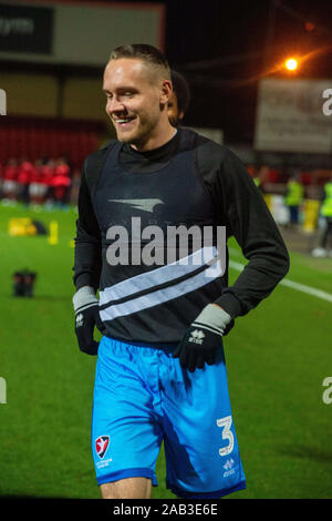 19 novembre 2019, dans le comté de sol, Swindon, Angleterre ; unis en FA Cup, Premier tour Replay, Swindon Town v Cheltenham Town : Chris Hussey de Cheltenham Town Crédit : Gareth Dalley/News Images Banque D'Images