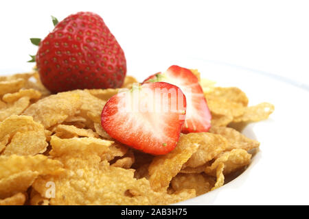 Cornflakes mit Erdbeeren Banque D'Images
