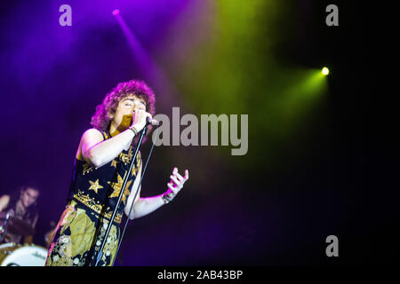 Greta Van Fleet in concerto tout' Alcatraz (MI). Foto di Davide Merli par www.rockon.it Banque D'Images