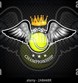 Balle de tennis avec des ailes et de la couronne. Logo sport vecteur pour toute équipe et championnat Illustration de Vecteur