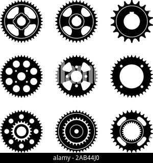 Différents types de roue de pignon. Télévision d'icônes. Vecteur Silhouette Illustration de Vecteur