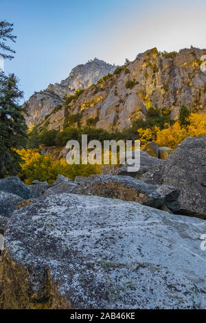 Le long de la prairie Zumwalt, boucle en vue de sentinelle Grand, dans la région de Cedar Grove au Kings Canyon National Park, California, USA Banque D'Images