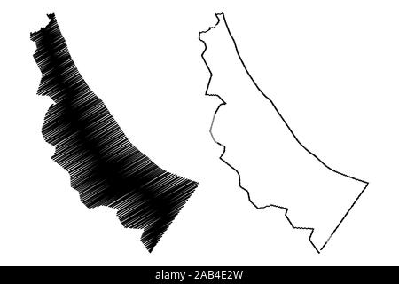 Al Batinah gouvernorat du Nord (Sultanat d'Oman, Gouvernorats d'Oman) map vector illustration, croquis gribouillis d'Al Batinah carte du Nord Illustration de Vecteur