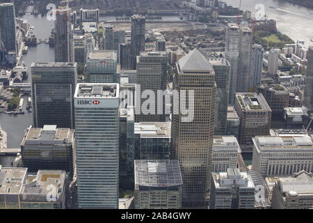 Vue aérienne de Canary Wharf Londres Banque D'Images
