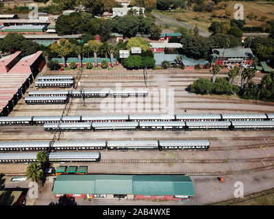 Rovos Rail Station dans la région de Capital Park à Pretoria Tshwane en Afrique du Sud, le Rovos Rail train de luxe voyagez entre Cape Town et Pretoria, en Afr Banque D'Images