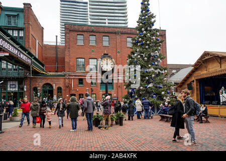 Marché de Noël à Toronto le Distillery District de Toronto, Ontario, Canada, Amérique du Nord, Banque D'Images