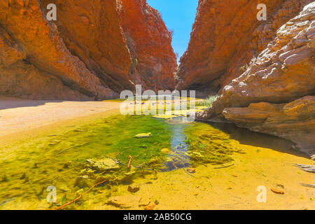 Point d'eau permanent à Simpsons Gap à West MacDonnell National Park, Territoire du Nord près d'Alice Springs sur Larapinta Trail dans le centre de l'Australie Banque D'Images