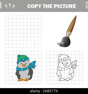 Copier la photo et de l'éducation, livre de coloriage pour enfants - jeu penguin Illustration de Vecteur