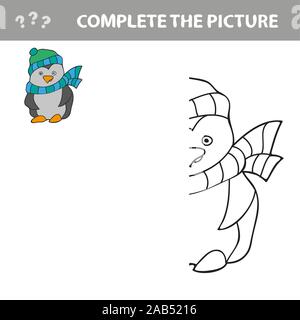 Copier la photo et de l'éducation, livre de coloriage pour enfants - jeu penguin Illustration de Vecteur