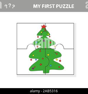 Arbre de Noël Puzzle - vector illustration pour les enfants Illustration de Vecteur