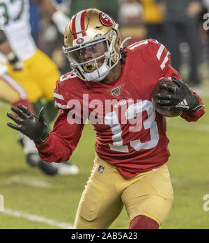 Santa Clara, Californie, États-Unis. 24 Nov, 2019. San Francisco 49ers wide receiver Richie James (13) le dimanche, Novembre 24, 2019, au stade de Lévis à Santa Clara, en Californie. Les 49ers défait les packers 37-8. Crédit : Al Golub/ZUMA/Alamy Fil Live News Banque D'Images