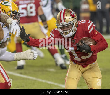 Santa Clara, Californie, États-Unis. 24 Nov, 2019. San Francisco 49ers wide receiver Richie James (13) le dimanche, Novembre 24, 2019, au stade de Lévis à Santa Clara, en Californie. Les 49ers défait les packers 37-8. Crédit : Al Golub/ZUMA/Alamy Fil Live News Banque D'Images