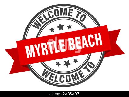 Myrtle Beach stamp. Bienvenue à Myrtle Beach panneau rouge Illustration de Vecteur