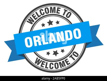 Timbre d'Orlando Orlando. Bienvenue au panneau bleu Illustration de Vecteur