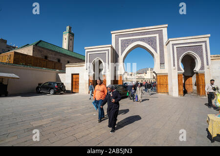 Fes, Maroc. Le 9 novembre 2019. Une vue de la porte de la ville Rcif Bab Banque D'Images