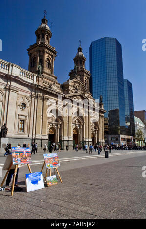 Cathédrale de Santiago, de Armas, Santiago, Chili Banque D'Images