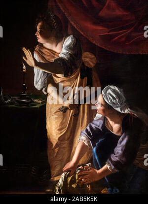 Judith et sa servante avec la tête d'Holopherne par Artemisia Gentileschi (1593-1656), huile sur toile, c.1623-25 Banque D'Images