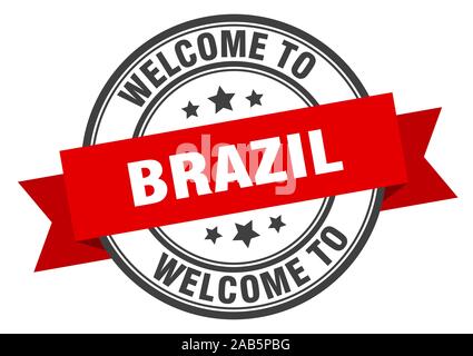 Brésil stamp. Bienvenue au Brésil signe rouge Illustration de Vecteur
