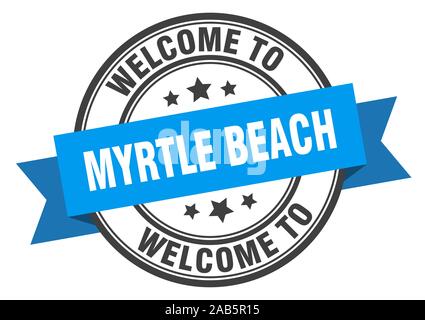 Myrtle Beach stamp. Bienvenue à Myrtle Beach panneau bleu Illustration de Vecteur