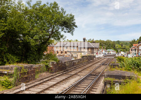 Une vue de Grosmont, sur le North Yorkshire Moors Railway dans le Nord de l'Angleterre. Banque D'Images