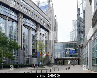 Bruxelles, Belgique - 13 octobre, 2017 : plan large de l'extérieur de l'Union européenne Parlement européen à Bruxelles Banque D'Images