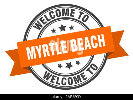 Myrtle Beach stamp. Bienvenue à Myrtle Beach signe orange Illustration de Vecteur