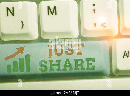 Texte de l'écriture juste partager. Photo conceptuelle d'avoir ou d'utiliser quelque chose en même temps que quelqu'un d'autre Banque D'Images