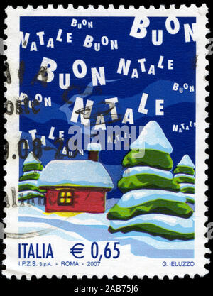 Timbre d'Italie dans la série Noël 2007 Banque D'Images