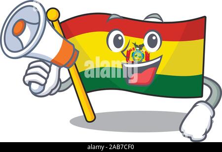 Funny cartoon style drapeau de guatermala with megaphone Illustration de Vecteur