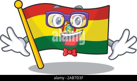 Smart Geek super drôle guatermala drapeau mascot cartoon style Illustration de Vecteur