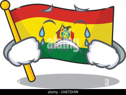 Triste à pleurer flag guatermala mascot cartoon style Illustration de Vecteur