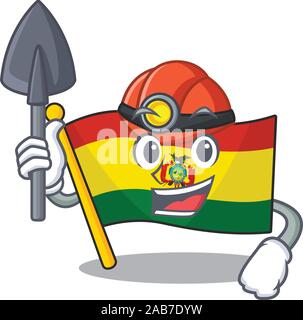 Drapeau du guatermala Cool Miner style cartoon mascot Illustration de Vecteur